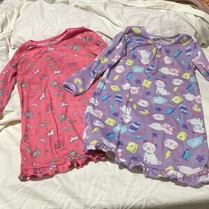 Carters 4/5 nightgown bundle long sleeve princess and white dog euc 💯polyester